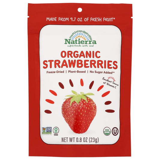 NATIERRA: Organic Freeze Dried Strawberries 0.8 oz (Pack of 4) - Fruit Snacks - NATIERRA