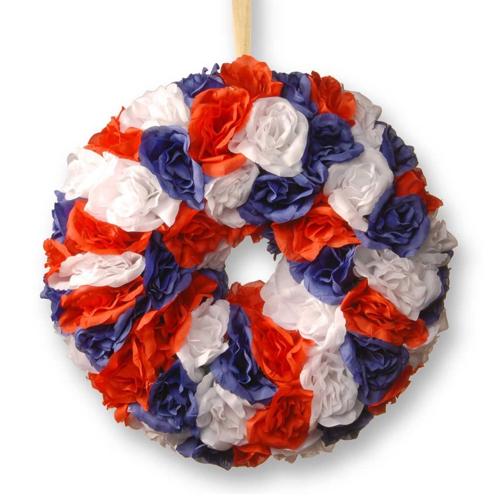 National Tree Company 14.5 Patriotic Rose Wreath - Seasonal Decorative Accents - National