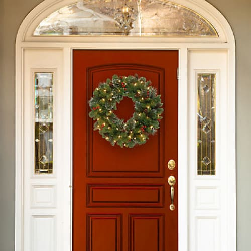 National Tree Company 24 Crestwood Spruce Wreath - Warm White - Home/Seasonal/Holiday/Holiday Decor/Wreaths & Garland/ - ShelHealth
