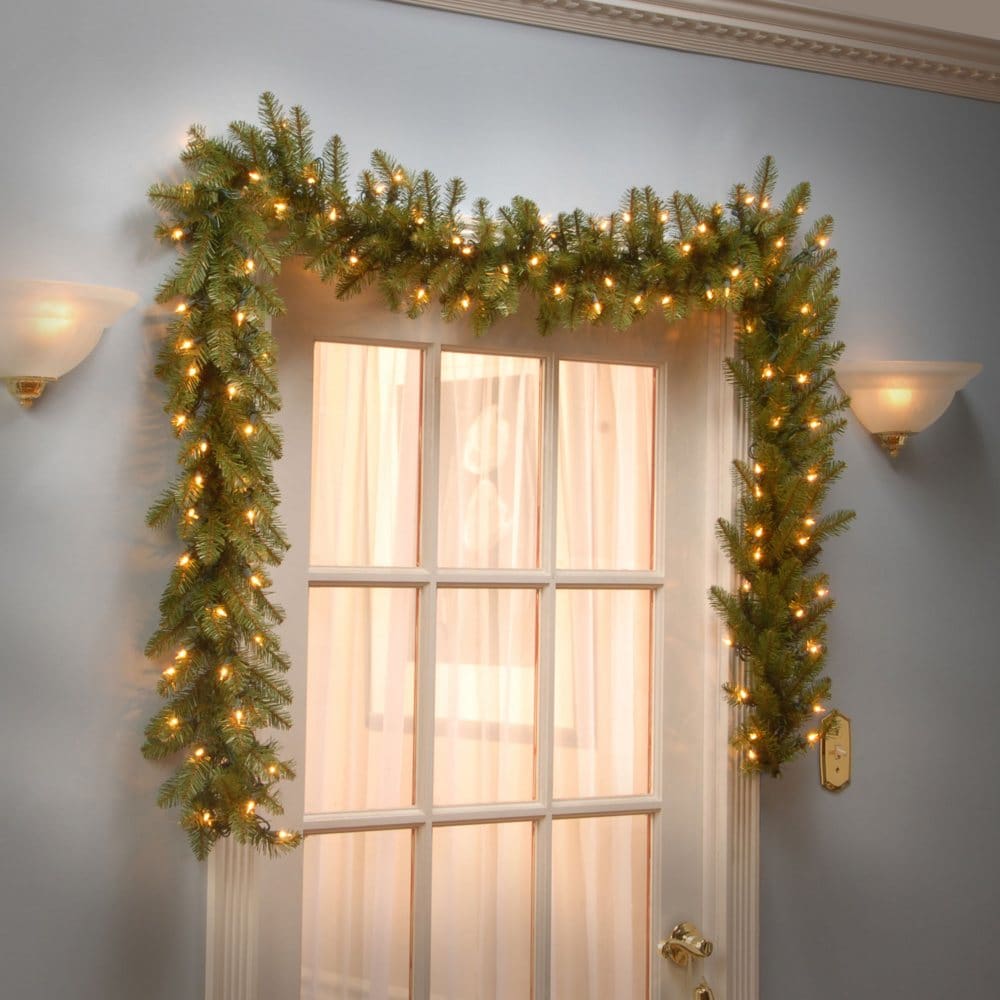 National Tree Company 9’ Dunhill Fir Garland with Warm lights - Wreaths Garlands & Topiary - National