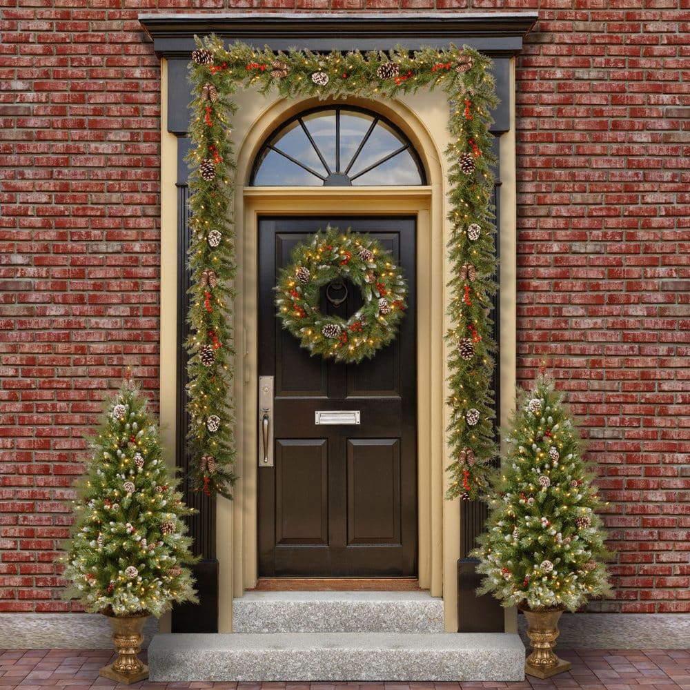 National Tree Company Pre-Lit Frosted Berry Assortment - Wreaths Garlands & Topiary - National