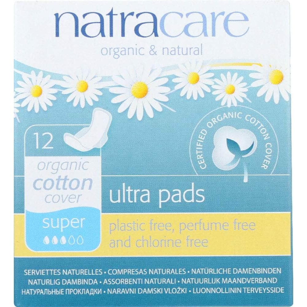 NATRACARE Natracare Natural Ultra Pads Cotton Cover Super, 12 Pads