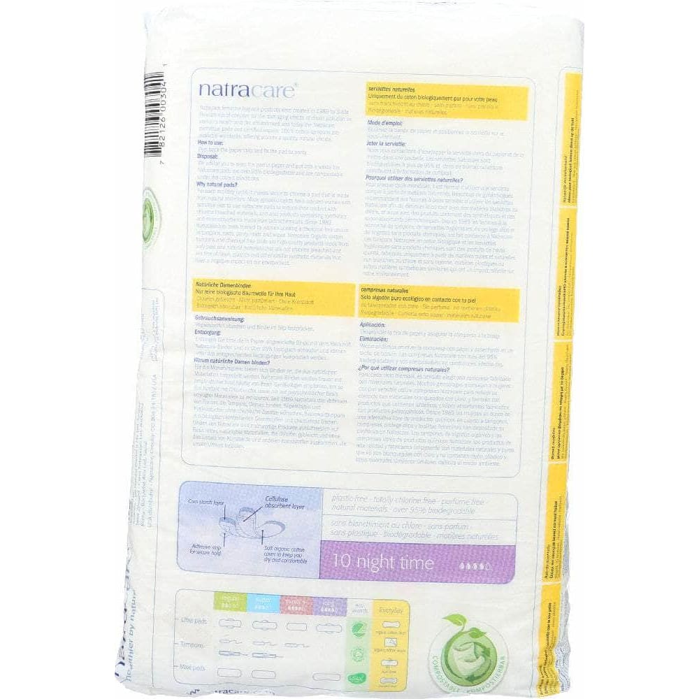 Natracare Natracare Organic & Natural Maxi Pads Night Time, 10 pc