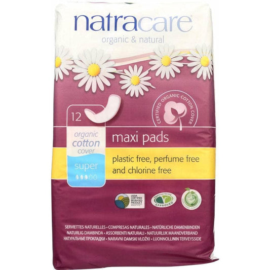 NATRACARE Natracare Super Natural Maxi Pads, 12 Pc
