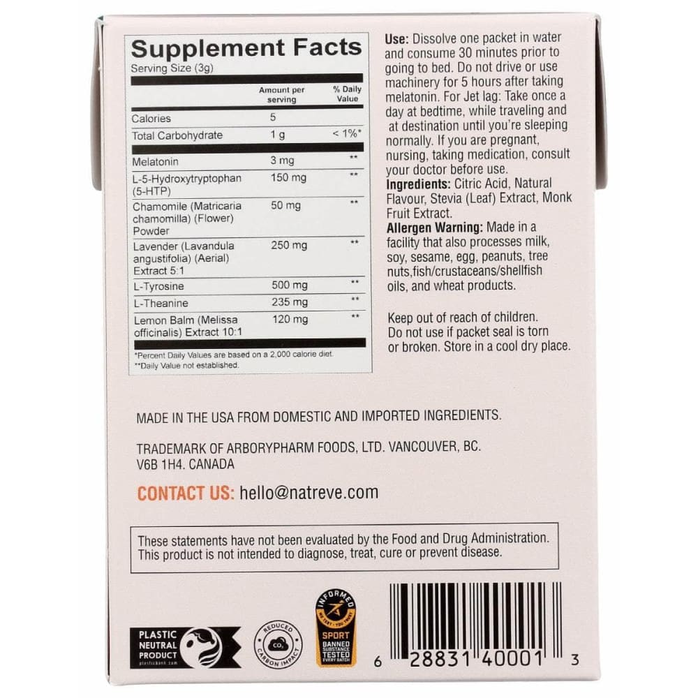 NATREVE Natreve Sleep - Peaceful Pwdr 15P, 45 Gm