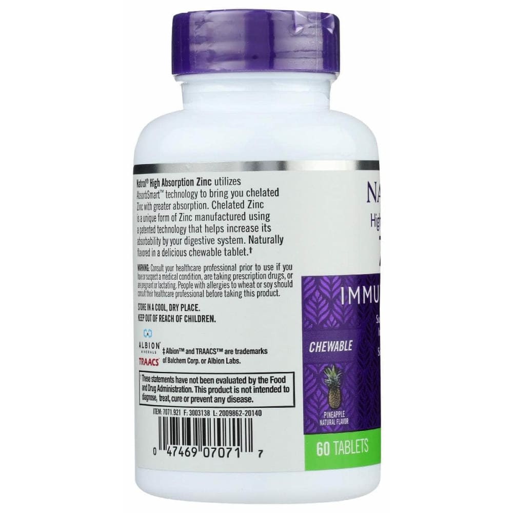 NATROL Natrol Zinc High Absorption Chew, 60 Tb