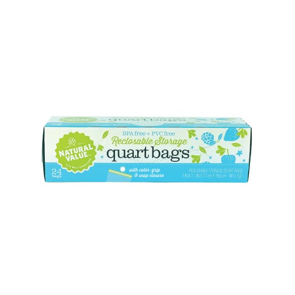 Natural Value Natural Value Quart Bags Reclosable Storage, 24 bg