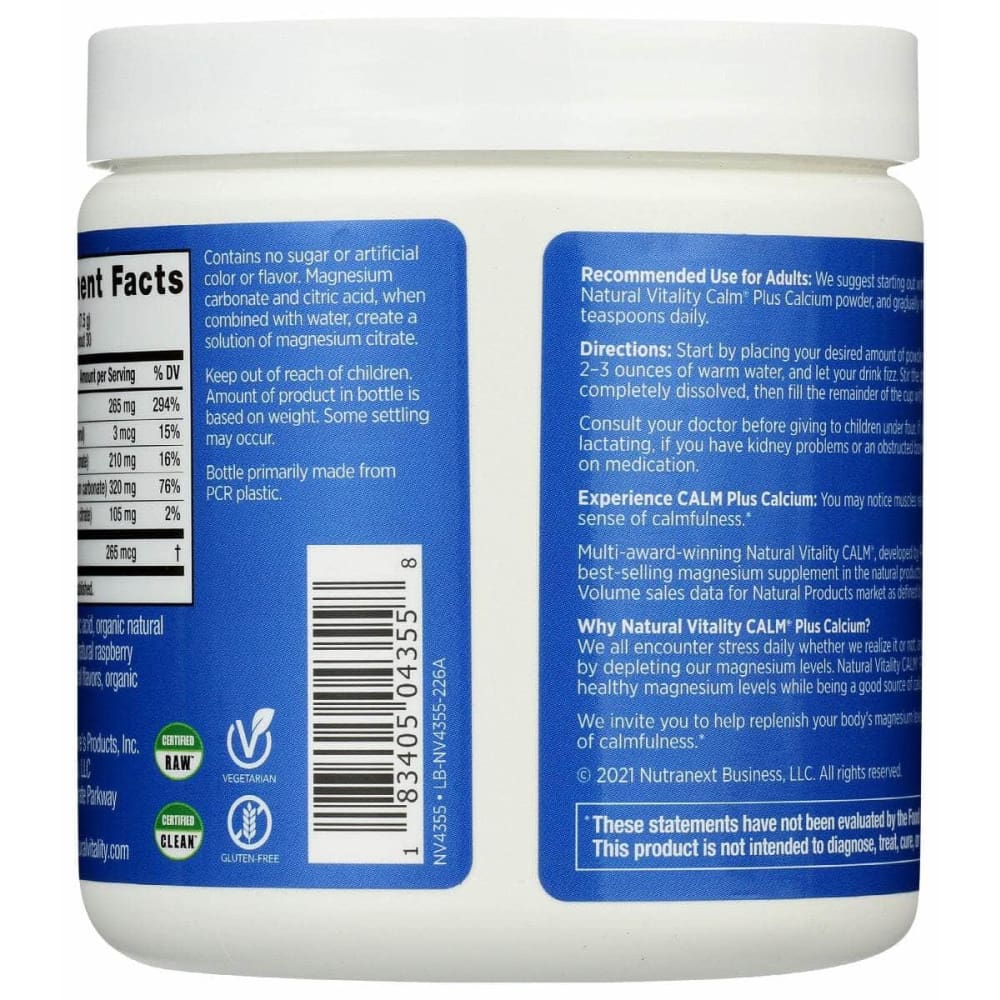 NATURAL VITALITY Natural Vitality Calm Calcium Rasp Lemon, 8 Oz