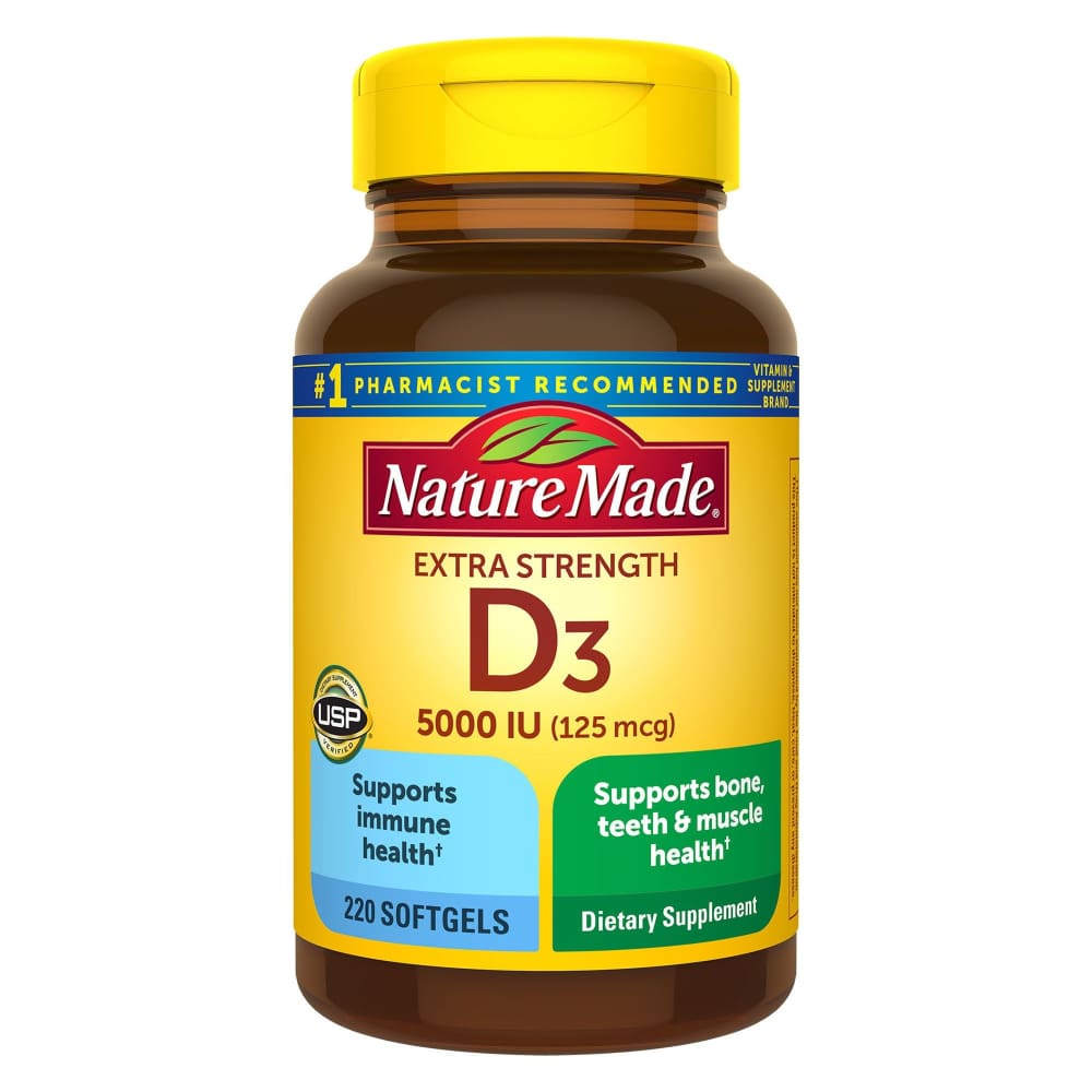 Nature Made Extra Strength Vitamin D3 5000 IU (125 mcg) Softgels 220 ct. - Home/Health & Beauty/Vitamins & Supplements/Vitamins A-E/ -