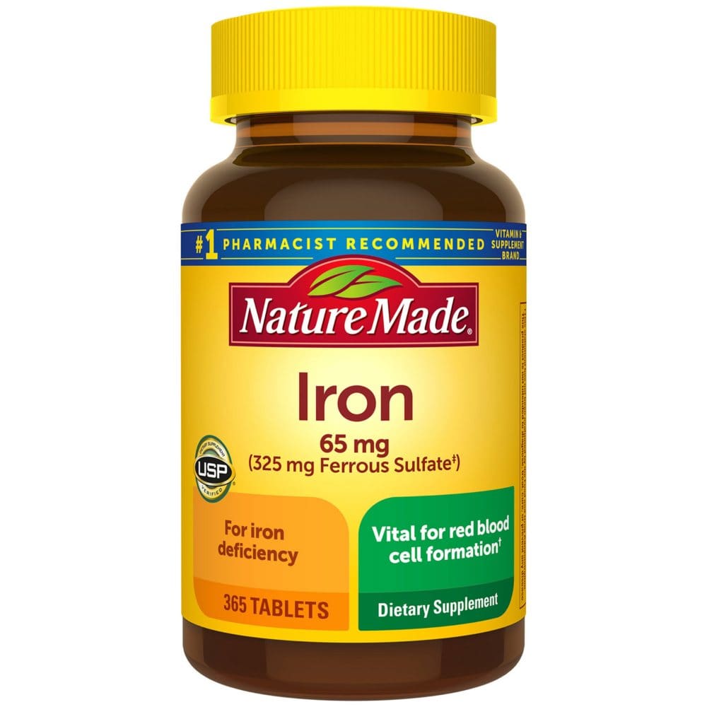 Nature Made Iron 65 mg (from Ferrous Sulfate) Tablets for Red Blood Cell Formation (365 ct.) - Minerals - Nature Made