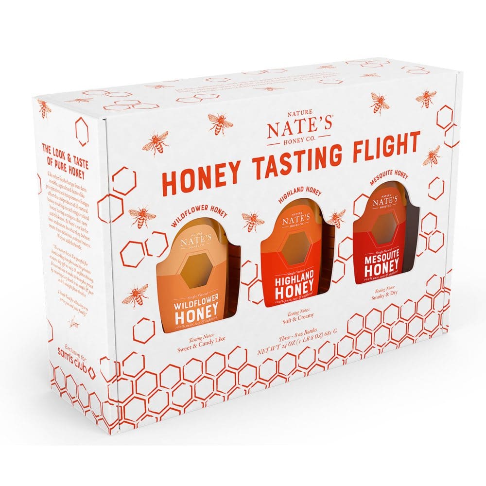 Nature Nate’s 100% Pure Raw and Unfiltered Honey Flight Gift Set (8oz. 3pk.) - New Items - ShelHealth