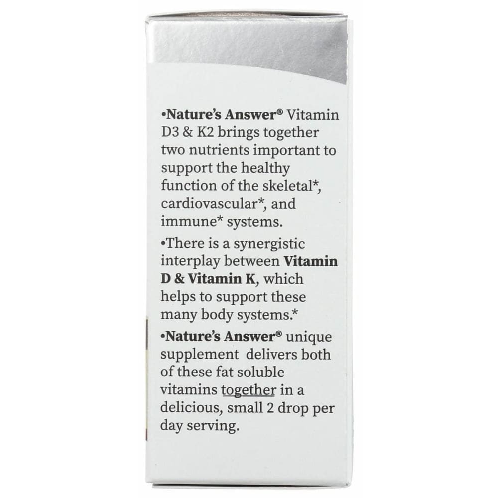 NATURES ANSWER Natures Answer Vitamin D3 & K2 Drop, 0.5 Oz