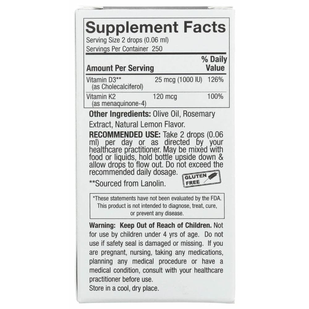 NATURES ANSWER Natures Answer Vitamin D3 & K2 Drop, 0.5 Oz