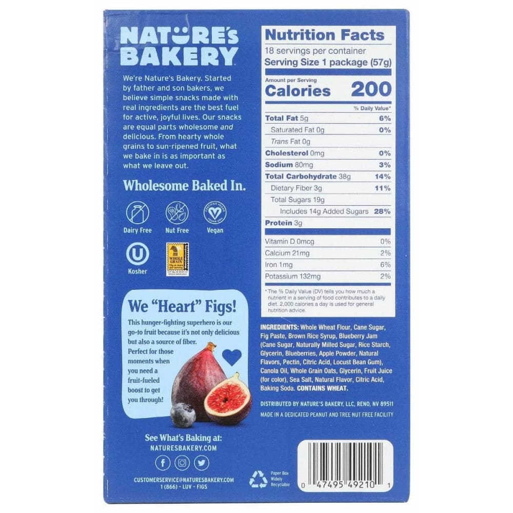 NATURES BAKERY Natures Bakery Bar Fig Blueberry Club Bx, 18 Pc