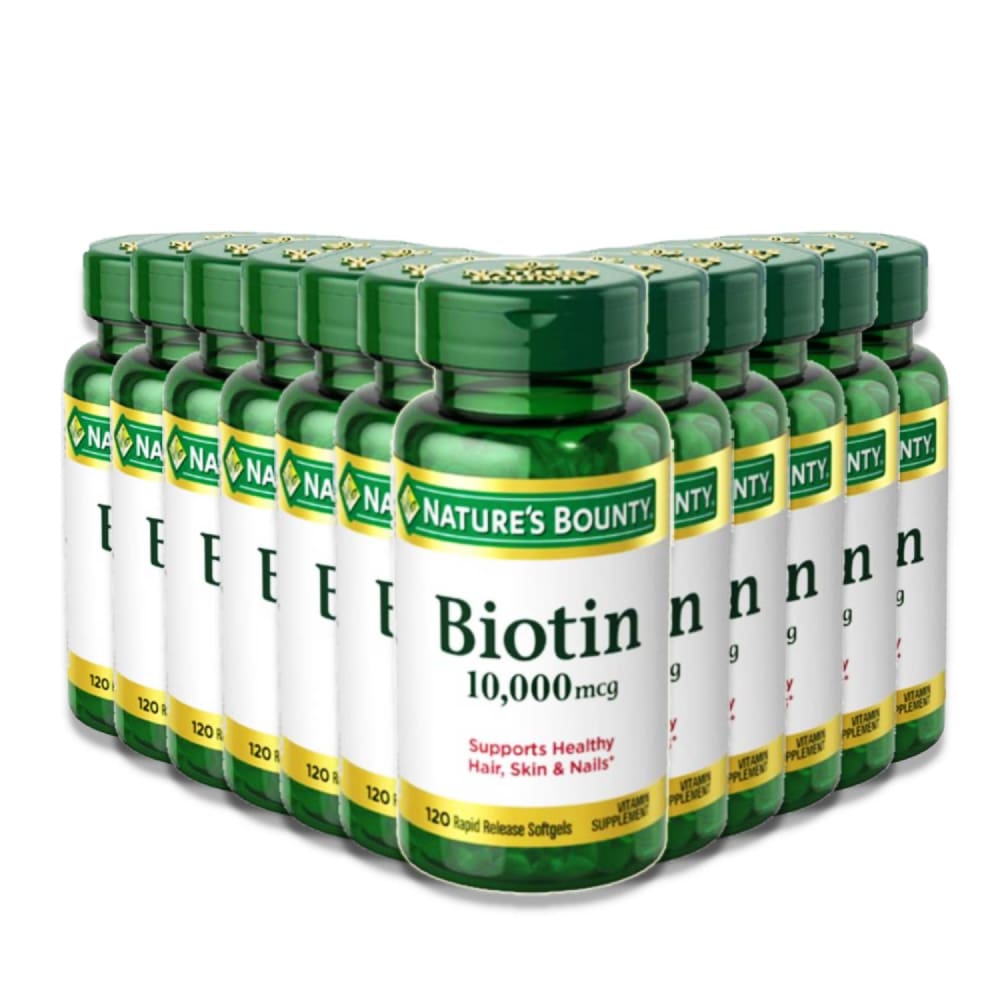 Nature’s Bounty Biotin 10000 mcg Ultra Strength - 120 Softgels - 12 Pack - Biotin - Nature’s Bounty