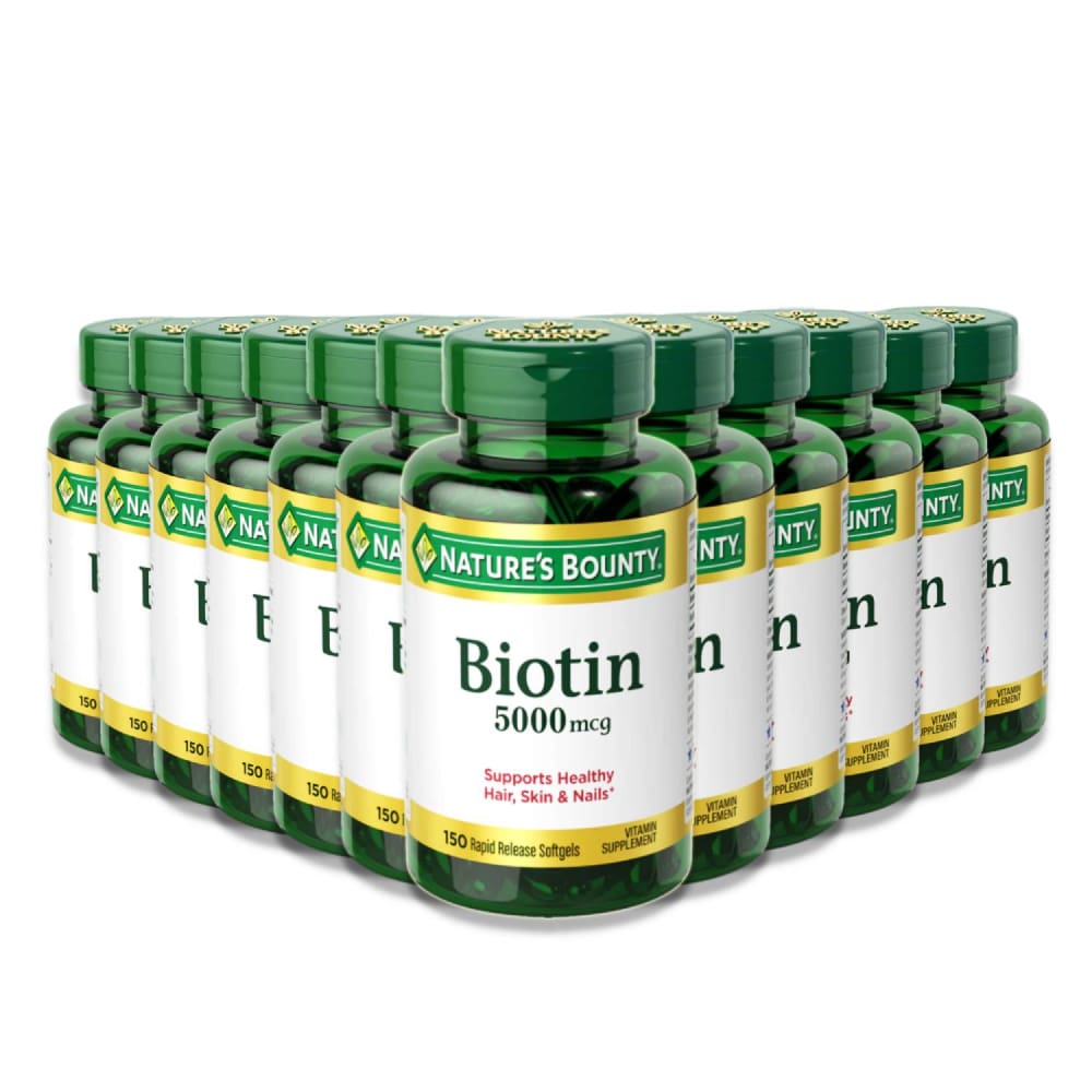 Nature’s Bounty Biotin 5000 mcg 150 Softgels 12 Pack - Biotin - Nature’s Bounty