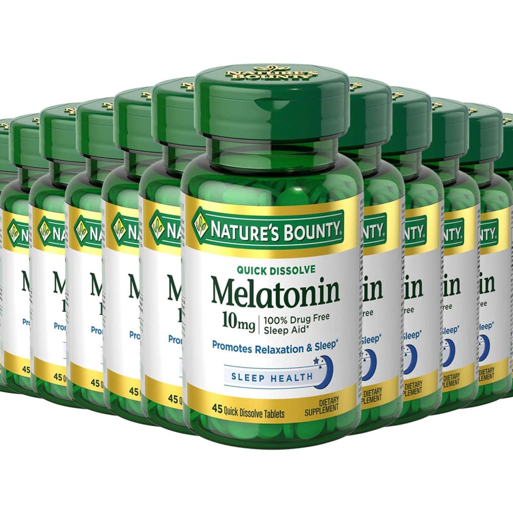 Nature’s Bounty Melatonin 10 mg - 45 Quick Dissolve Tabs - 12 Pack - Medicinal Sleep Aids - Nature’s Bounty