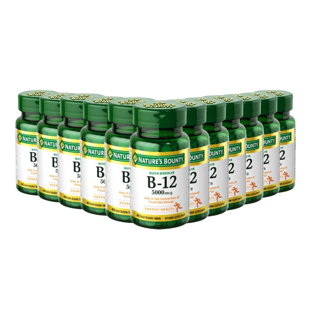 Nature’s Bounty Vitamin B12 5000 mcg Quick Dissolve Tablets - 40 ct ea - 12 Pack - Vitamins - Nature’s Bounty