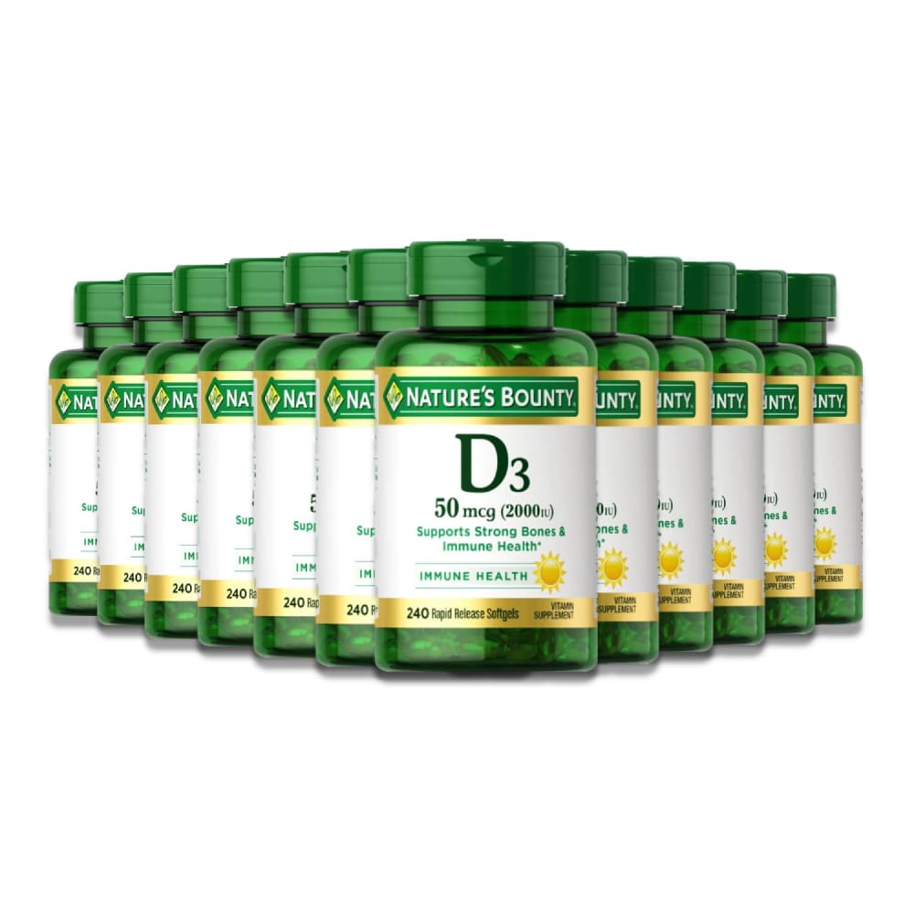 Nature’s Bounty Vitamin D3 50 MCG 2000IU 240 Softgels,- 12 Pack - Vitamins - Nature’s Bounty