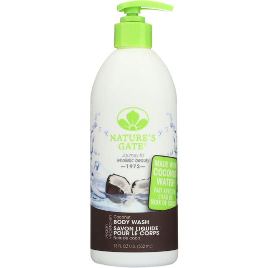 NATURES GATE: Coconut Body Wash 18 oz (Pack of 4) - Beauty & Body Care > Soap and Bath Preparations > Body Wash - NATURES GATE