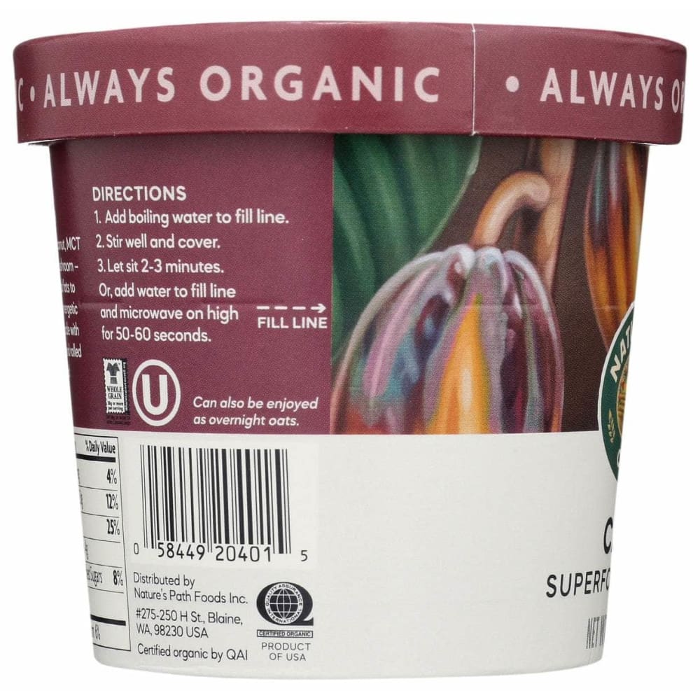 NATURES PATH Grocery > Breakfast > Breakfast Foods NATURES PATH: Oatmeal Cup Cacao, 1.76 oz