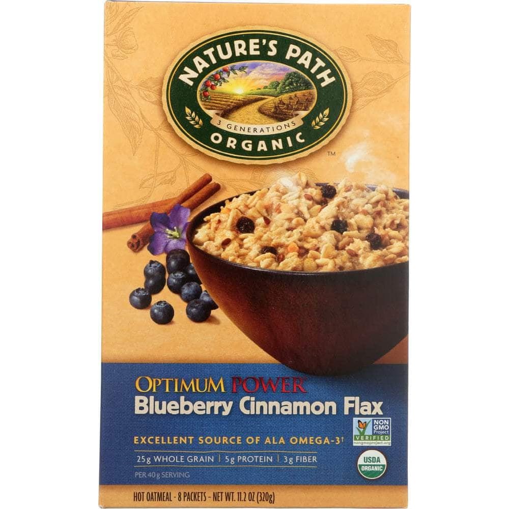 Natures Path Nature's Path Organic Optimum Power, Hot Oatmeal, Blueberry Cinnamon Flax, 8 Packets, 11.2 Oz