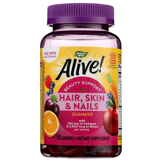 NATURES WAY: Alive Hair Skin Nail Gummies 60 ea - Health > Vitamins & Supplements - NATURE’S WAY