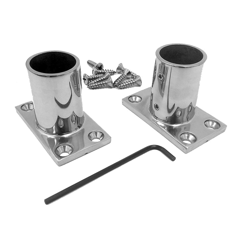 NavPod Stainless Steel Feet f/ 1.25″ Diameter AngleGuards or Stanchion Kits (Rectangular Base) w/ Hardware - Boat Outfitting | Display