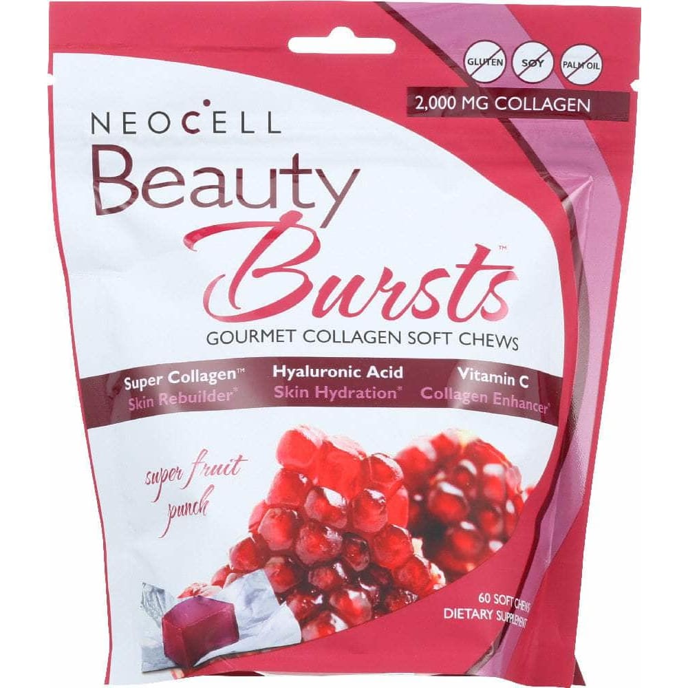 NEOCELL Vitamins & Supplements > Vitamins & Minerals NEOCELL: Beauty Bursts Gourmet Collagen Soft Chews Super Fruit Punch, 60 Soft Chews