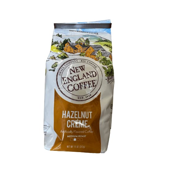 New England New England Coffee Hazelnut Crème Medium Roast Ground Coffee, 11 Oz, Bag