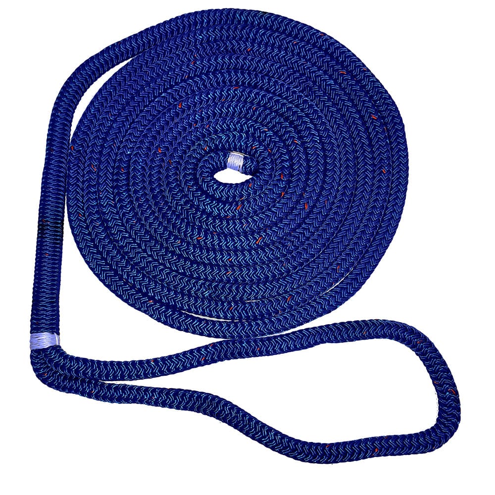 New England Ropes 3/ 8 Double Braid Dock Line - Blue w/ Tracer - 25’ - Anchoring & Docking | Dock Line - New England Ropes