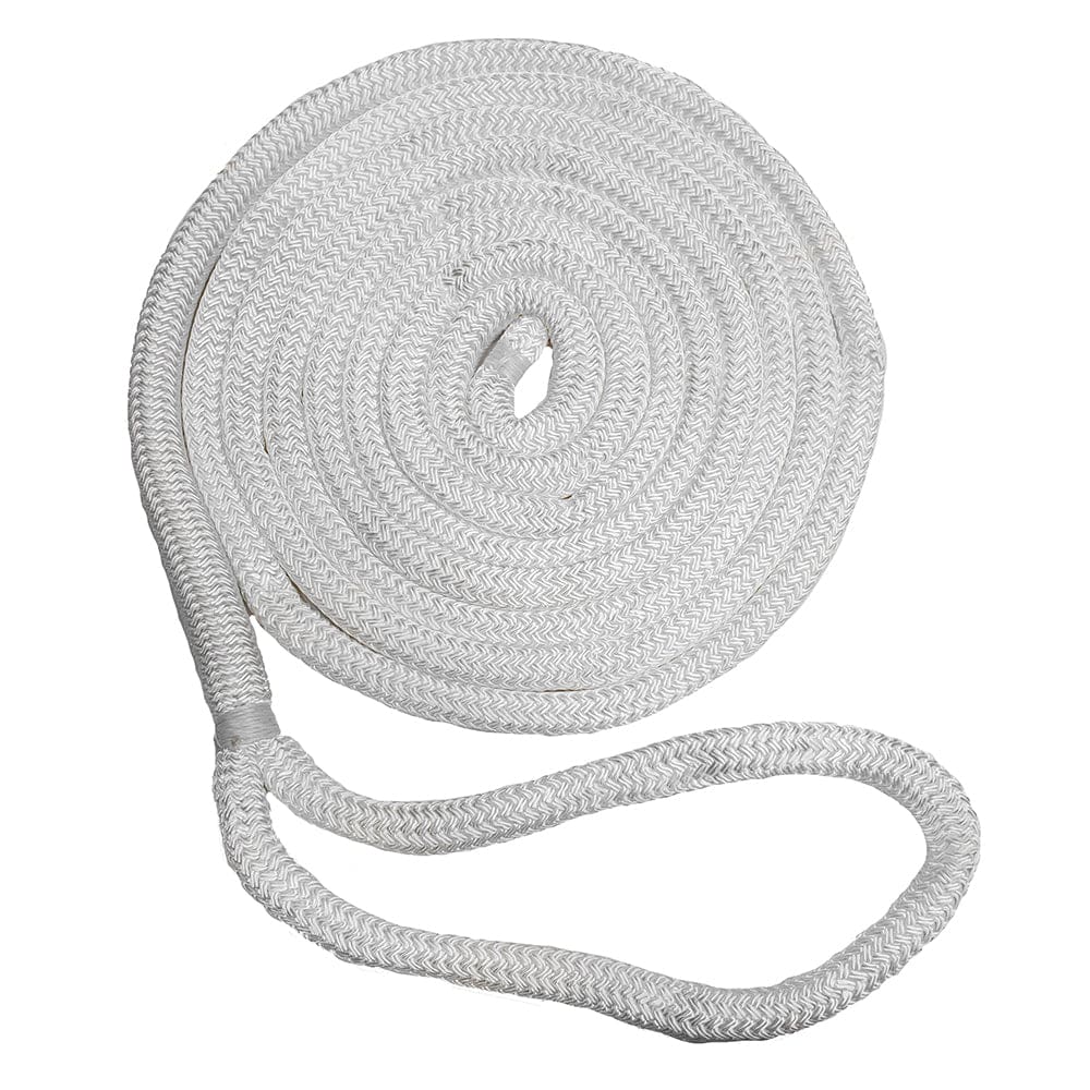 New England Ropes 3/ 8 Double Braid Dock Line - White - 25’ - Anchoring & Docking | Dock Line - New England Ropes