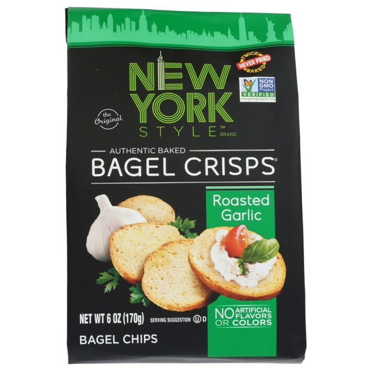 NEW YORK STYLE: Bagel Crisp Garlic 6 OZ (Pack of 5) - Grocery > Snacks > Chips > Pita & Bagel Chips - NEW YORK STYLE