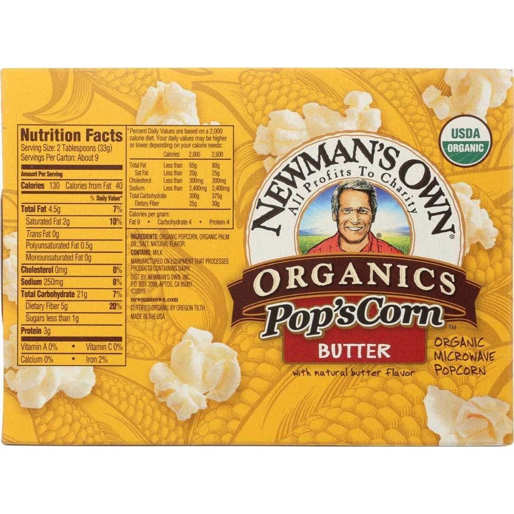 Newmans Own Newman's Own Organic Pop's Corn Organic Microwave Popcorn Butter, 9.9 oz
