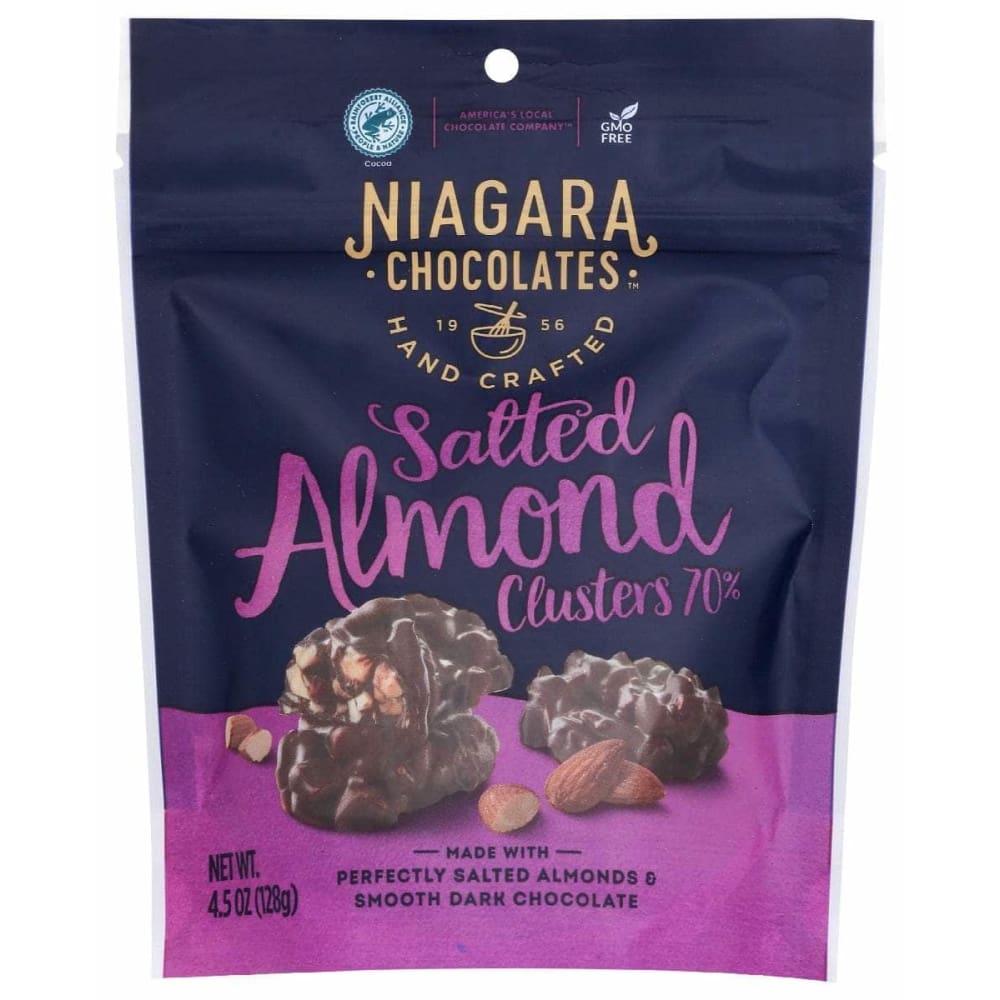 NIAGARA Grocery > Chocolate, Desserts and Sweets > Chocolate NIAGARA: 70% Dark Chocolate Salted Almond Clusters, 4.5 oz
