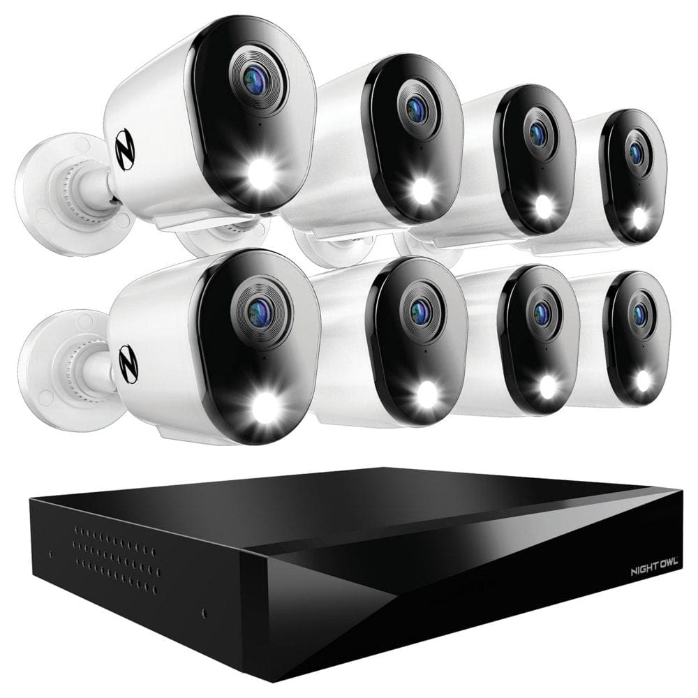 Night Owl 12 Channel (8 Wired 4 Wi-Fi) 2K DVR Security System with 2TB Hard Drive and 8 Wired 2K Deterrence Cameras with 2-Way Audio - Home