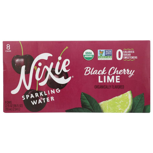 NIXIE: Water Sparkling Black Cherry Lime 8 Cans 96 FO (Pack of 4) - Beverages > Water > Sparkling Water - NIXIE