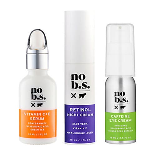 No BS Anti-Aging Skincare Set With Caffeine Eye Cream Vitamin C/E Serum & Retinol Night Cream - Home/Beauty/Skin Care/Facial Moisturizers &