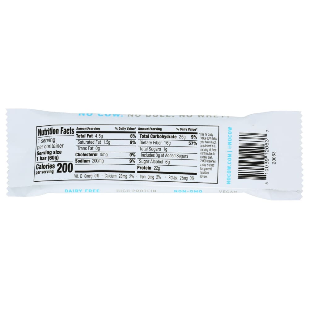 NO COW BAR: Cookies N Cream Protein Bar 2.12 oz - Vitamins & Supplements > Protein Supplements & Meal Replacements - NO COW BAR