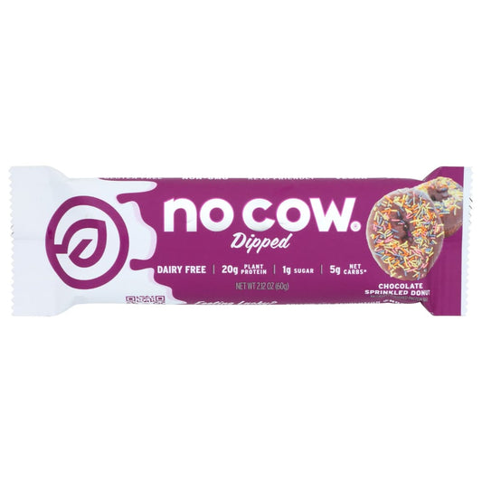 NO COW BAR: Dipped Chocolate Sprinkled Donut Bar 2.12 oz (Pack of 5) - Nutritional Bars - NO COW BAR