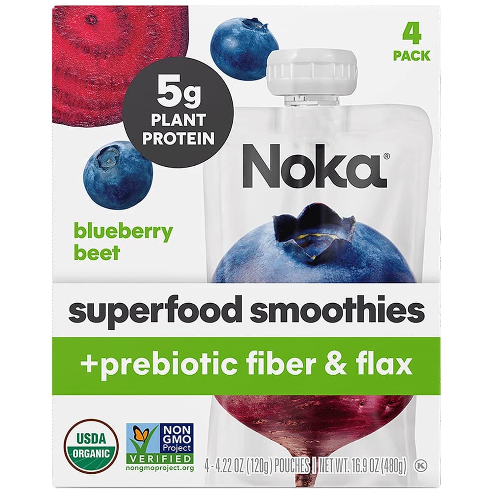 NOKA Organic Blueberry Beet Superfood Smoothie 4 pc (Pack of 3) - Vitamins & Supplements > Protein Supplements & Meal Replacements - NOKA