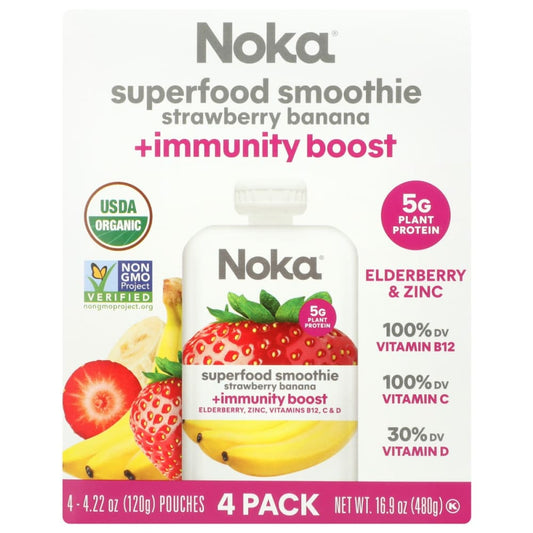 NOKA: Strawberry Banana Superfood Smoothie Immunity Boost 16.9 oz (Pack of 3) - Grocery > Nutritional Bars Drinks and Shakes - NOKA