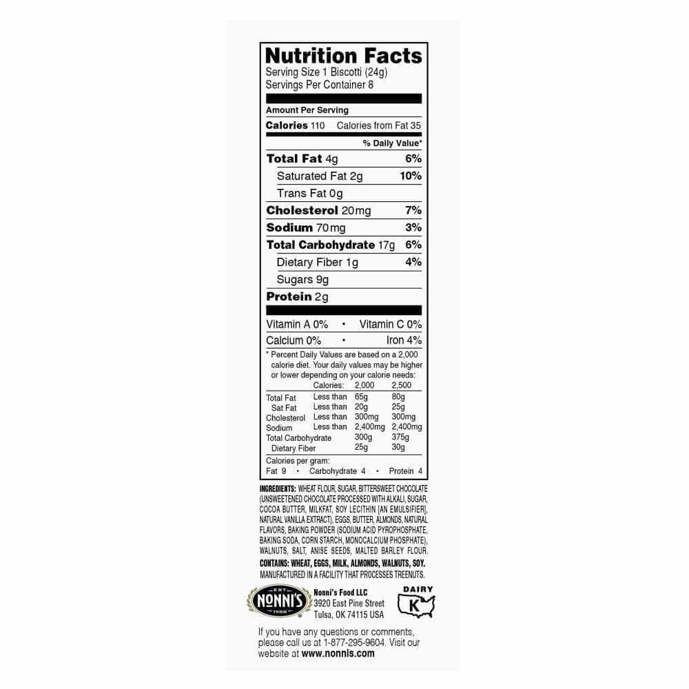 Nonnis Nonnis Cioccolati Biscotti, 6.88 oz