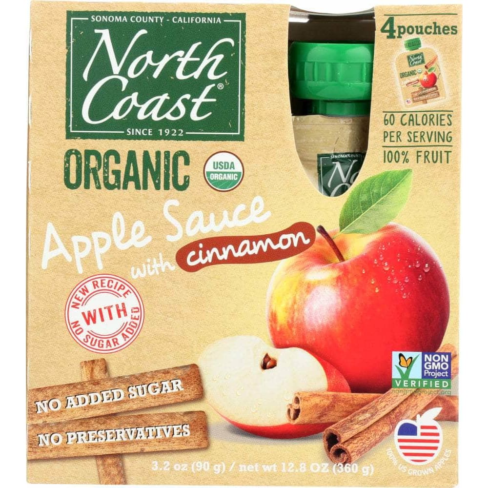 North Coast North Coast Applesauce Cinnamon 4 Pack Pouch Organic, 12.8 oz