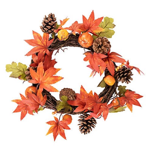Northlight 10 Orange Foliage with Pine Cones and Pumpkins Autumn Harvest Wreath - Home/Seasonal/Fall Harvest/Fall Decor/ - Northlight