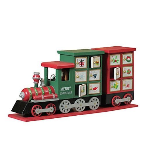 Northlight 16.5 Red and Green Locomotive Train Advent Calendar Christmas Tabletop Decor - Home/Seasonal/Holiday/Holiday Decor/Christmas