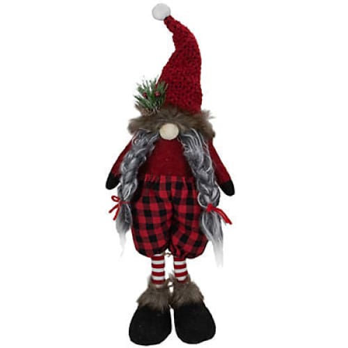 Northlight 17 Buffalo Plaid Girl Gnome Christmas Figure - Red and Black - Home/Seasonal/Holiday/Holiday Decor/Christmas Decor/ - Northlight