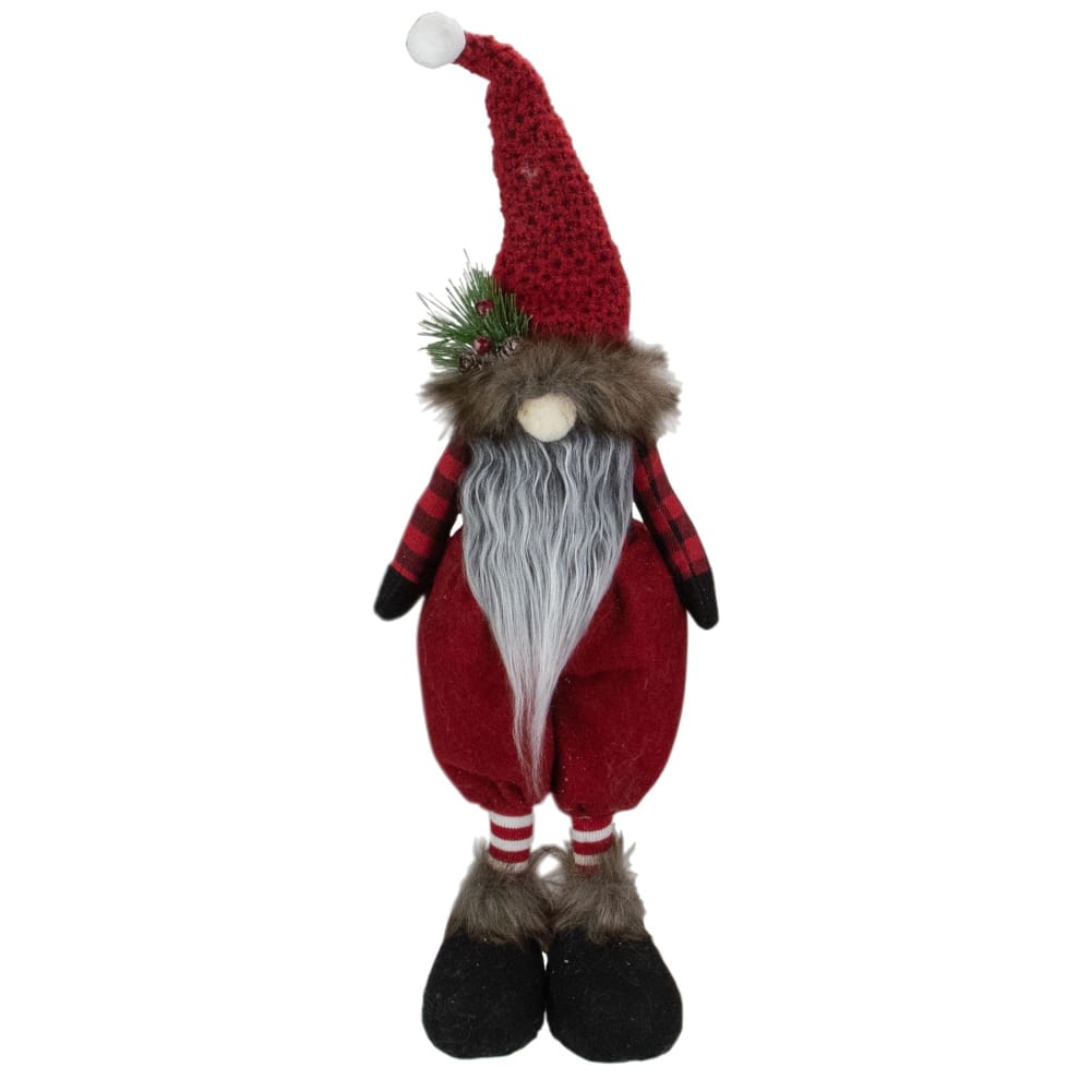 Northlight 17 Buffalo Plaid Gnome Christmas Figure - Red and Black - Home/Seasonal/Holiday Home/Holiday Home Decor/Indoor Holiday Decor/ -