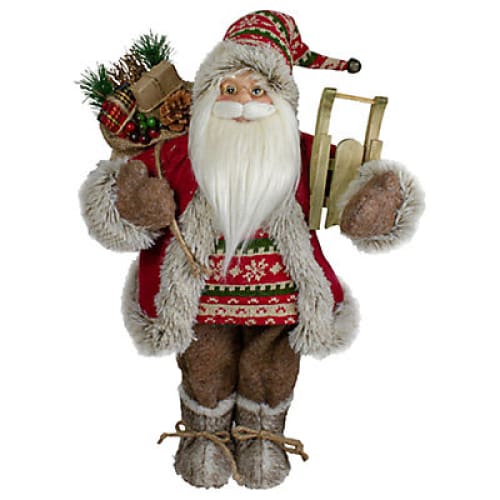 Northlight 18 Nordic Santa Christmas Figure with Sled - Home/Seasonal/Holiday/Holiday Decor/Christmas Decor/ - Northlight