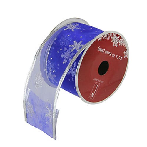 Northlight 2.5 x 120 Yards Glitter Snowflakes Wired Craft Ribbons 12 pk. - Blue and Silver - Home/Seasonal/Holiday/Holiday Decor/Wrapping